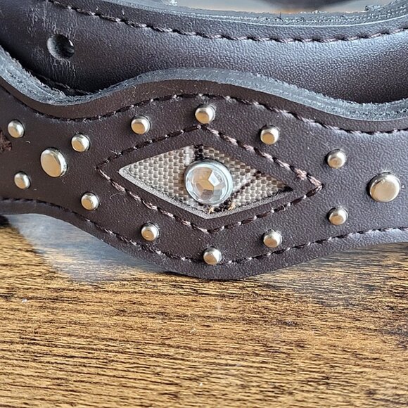 Brown 100% Genuine Leather Rhinestone Cowgirl Rodeo/Western Belt Size Medium Euc - Picture 5 of 6